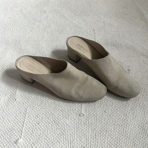Creamy grey suede mules from Everlane (7.5)
